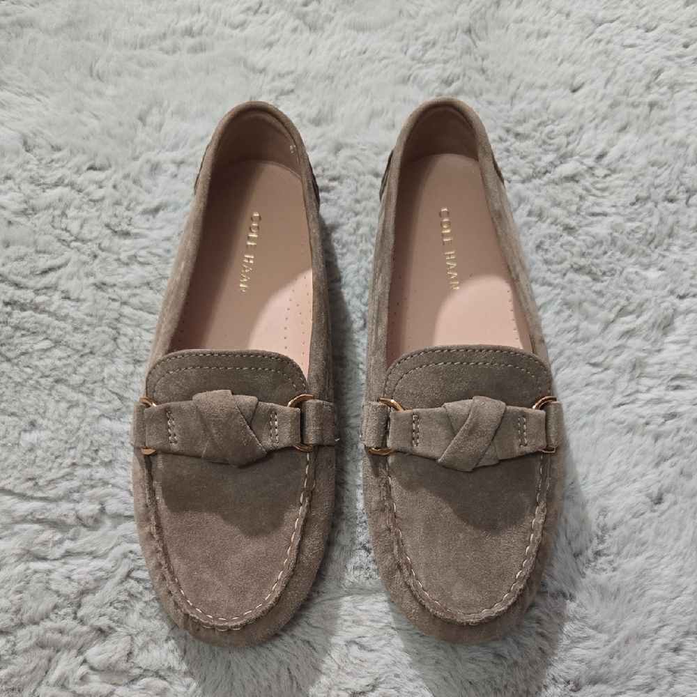 Cole Haan Women's taupe suede Emmie Knot Drivers mocassins shoes size 7.5